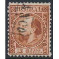 NETHERLANDS - 1867 15c brown King Willem III, type I, perf. 12¾:11¾, used – NVPH # 9IA
