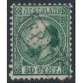 NETHERLANDS - 1867 20c green King Willem III, type I, perf. 12¾:11¾, used – NVPH # 10IA