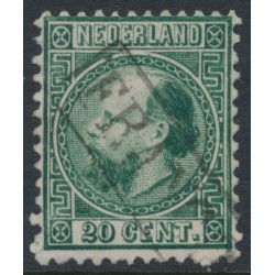 NETHERLANDS - 1867 20c green King Willem III, type I, perf. 12¾:11¾, used – NVPH # 10IA