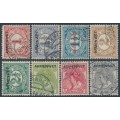 NETHERLANDS - 1913 1c to 10c ARMENWET overprints set of 8, used – NVPH # D1-D8
