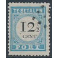 NETHERLANDS - 1881 12½c blue/black Postage Due, perf. 12½:12, type III, used – NVPH # P8IIIB