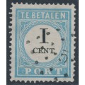 NETHERLANDS - 1881 1c blue/black Postage Due, perf. 13½:13¼, type I, used – NVPH # P3IA