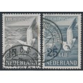 NETHERLANDS - 1951 15G & 25G Seagull airmail set of 2, used – NVPH # LP12-LP13