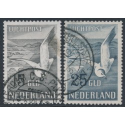 NETHERLANDS - 1951 15G & 25G Seagull airmail set of 2, used – NVPH # LP12-LP13