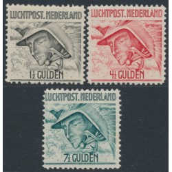 NETHERLANDS - 1929 1½G to 7½G Airmail set of 3, MNH – NVPH # LP6-LP8
