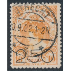 NETHERLANDS - 1920 2.50G on 10G orange Queen Wilhelmina, used – NVPH # 104