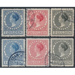 NETHERLANDS - 1926 1G to 5G Queen sets of 3 perf. 11½ & 12½, used – NVPH # 163-165