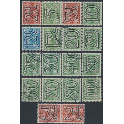 NETHERLANDS - 1940 2½c to 100c Numeral set of 16, used – NVPH # 356-371+356a