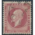 NORWAY - 1856 8Sk brown-carmine King Oscar I, used – Facit # 5a