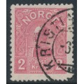 NORWAY - 1907 2Kr rose King Haakon VII (picture size = 16mm x 20mm), used – Facit # 92