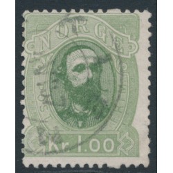 NORWAY - 1878 1Kr green King Oscar II, used – Facit # 34