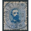 NORWAY - 1878 1.50Kr blue/ultramarine King Oscar II, used – Facit # 35