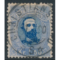 NORWAY - 1878 1.50Kr blue/ultramarine King Oscar II, used – Facit # 35