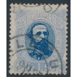 NORWAY - 1878 1.50Kr blue/ultramarine King Oscar II, used – Facit # 35