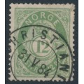 NORWAY - 1884 12øre dull green Posthorn (unshaded, picture height = 21mm), used – Facit # 41