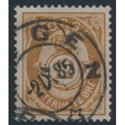 NORWAY - 1883 12øre deep brown Posthorn (unshaded, picture height = 21mm), used – Facit # 42b