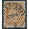 NORWAY - 1883 12øre orange-brown Posthorn (unshaded, picture height = 21mm), used – Facit # 42c