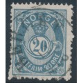 NORWAY - 1883 20øre dull blue Posthorn (unshaded, picture height = 21mm), used – Facit # 44Ba