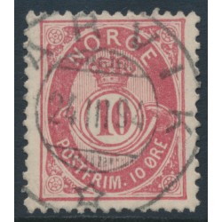 NORWAY - 1886 10øre carmine-rose Posthorn (unshaded, picture height = 20mm), used – Facit # 53VII