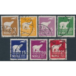 NORWAY - 1925 2øre to 25øre Amundsen’s Polar Flight set of 7, used – Facit # 151-157