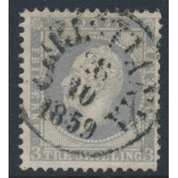 NORWAY - 1857 3Sk lilac-grey King Oscar I, used – Facit # 3a