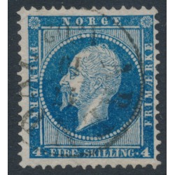 NORWAY - 1856 4Sk dark blue King Oscar I, used – Facit # 4a