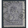 NORWAY - 1868 3Sk grey-violet Coat of Arms, used – Facit # 13a