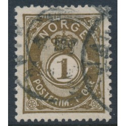 NORWAY - 1891 1øre deep olive-brown Posthorn, used – Facit # 48