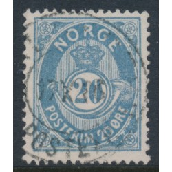 NORWAY - 1883 20øre dull blue Posthorn (unshaded, picture height = 21mm), used – Facit # 44Ba