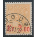 NORWAY - 1905 2.00Kr on 2Sk orange Lion, red overprint, used – Facit # 89a