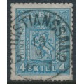 NORWAY - 1868 4Skilling blue Coat of Arms on thin paper, used – Facit # 14b