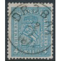 NORWAY - 1868 4Skilling blue Coat of Arms on thin paper, used – Facit # 14b