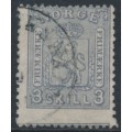 NORWAY - 1868 3Sk grey-violet Arms, misplaced perforations, used – Facit # 13a