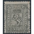 NORWAY - 1868 1Sk grey-black Coat of Arms, used – Facit # 11a