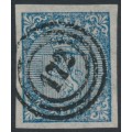 NORWAY - 1855 4 Skilling blue Lion Coat of Arms, used – Facit # 1c