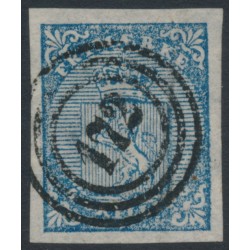 NORWAY - 1855 4 Skilling blue Lion Coat of Arms, used – Facit # 1c