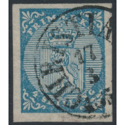 NORWAY - 1855 4 Skilling blue Lion Coat of Arms, used – Facit # 1