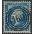 NORWAY - 1856 4Sk blue King Oscar I, used – Facit # 4a