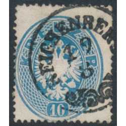 AUSTRIA - 1863 10Kr blue Double-Headed Eagle, perf. 14, used – Michel # 27b