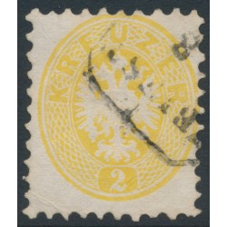 AUSTRIA - 1863 2Kr yellow Double-Headed Eagle, perf. 9½, used – Michel # 30