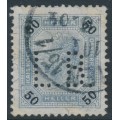 AUSTRIA - 1901 50Kr blue/black Emperor Franz Josef, perf. 13:13½, private perfin., used – Michel # 95B