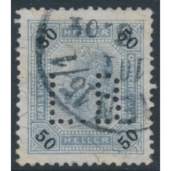 AUSTRIA - 1901 50Kr blue/black Emperor Franz Josef, perf. 13:13½, private perfin., used – Michel # 95B