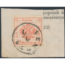 AUSTRIA - 1859 2Kr red Lombardy-Venice Newspaper Stamp, used – Michel # Z2