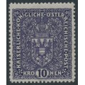 AUSTRIA - 1917 10Kr deep violet Coat of Arms, plain paper, MH – Michel # 207I