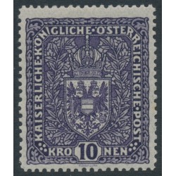 AUSTRIA - 1917 10Kr deep violet Coat of Arms, plain paper, MH – Michel # 207I