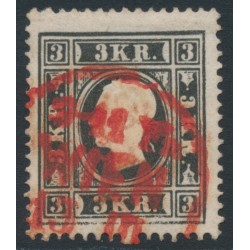 AUSTRIA - 1858 3Kr black Emperor Franz Joseph (type II), used – Michel # 11IIa