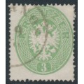 AUSTRIA - 1863 3Kr yellow-green Double-Headed Eagle, perf. 14, used – Michel # 25a