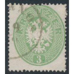 AUSTRIA - 1863 3Kr yellow-green Double-Headed Eagle, perf. 14, used – Michel # 25a