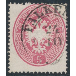 AUSTRIA - 1863 5Kr rose-red Double-Headed Eagle, perf. 14, used – Michel # 26
