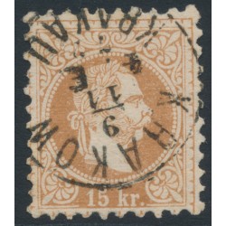 AUSTRIA - 1867 15Kr reddish brown Emperor Franz Joseph, fine print, used – Michel # 39IIc